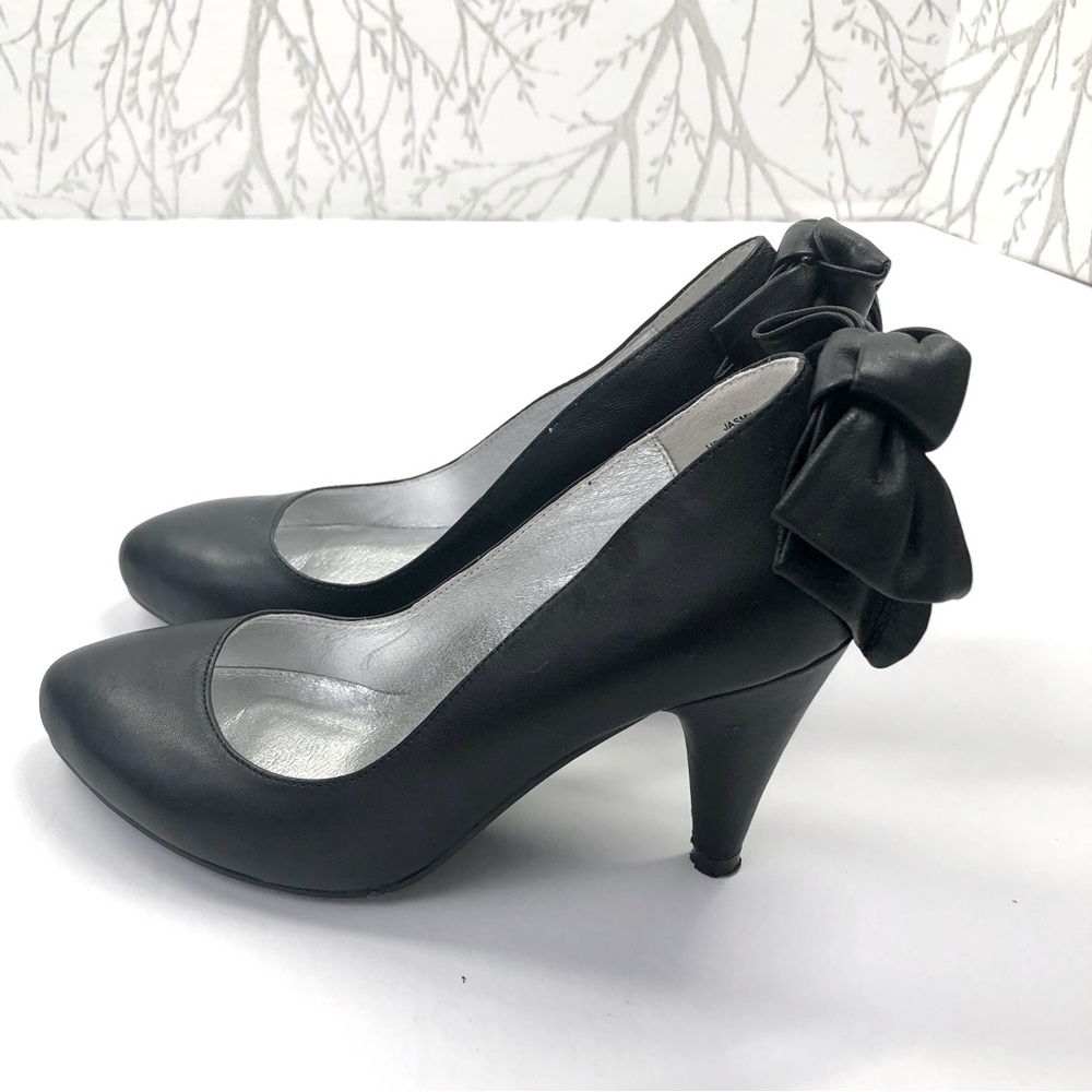 Bebe Size 6M Jasmin Black Leather Bow Pumps